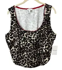 Mixed Threads Leopard Print Tank Top Size 2X Y2K Red Lace Corset Style