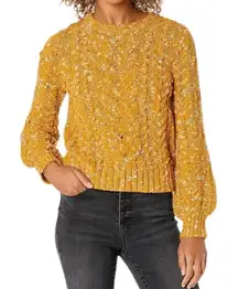 Goodthreads chunky knit mustard cozy Marled Popcorn Stitch Crewneck Sweater XL