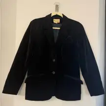 Vintage Butterfly Prestige Sportswear Navy Blue Lined Velvet Blazer Womens 12