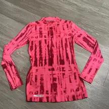 Under Armour Shirt Womens Small Pink ColdGear Fitted Mock Long Sleeve Athletic