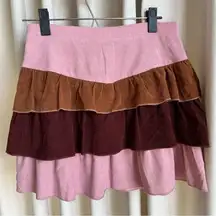 Francesca’s Alya pink and brown ruffle mini skirt