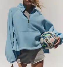 Free People Half Court Half Zip Bright Blue Size Medium NWT