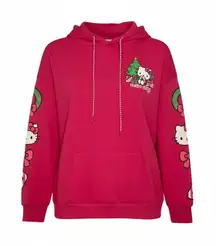 Hello Kitty Women Christmas Hoodie NWT Fuchsia Pink XS Pocket Drawstring Graphic