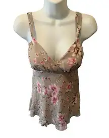 Y2K Floral Babydoll Chiffon Top Sz S Empire Waist Ties At Back Whimsy Fairy