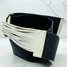 Blue and White Wide Strappy Web Post Belt Size Small S Womens