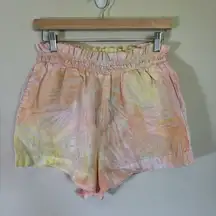 Bella Dahl Flowy 100% Linen Tie Dye Short Women's Medium Orange Yellow Pink