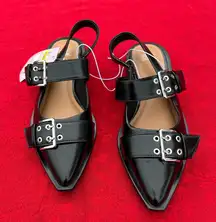 Nwt Size 7 Peyton Double Buckle black Slingback Flats by wild fable alternative