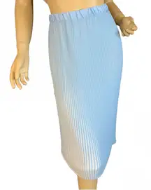 VINTAGE VICKI WAYNE BABY BLUE & WHITE ACCORDION PLEAT ELASTIC WAIST SKIRT (XL)