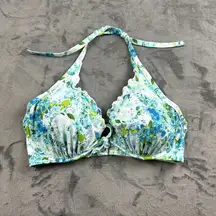 Victoria's Secret Victoria Secret Swimsuit Top Size 40D Printed Ruffle Padded Halter Beach Vaca