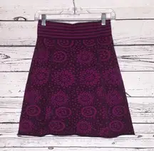 Dakini NWT Size XS Purple Printed Elastic Waistband Sweater Knit A-Line Skirt