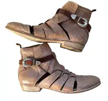 STEVEN By Steve Madden Cut Out Ankle Boots Distressed‎ leather Women's Size 38