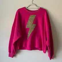 Judith March Pink Lightning Bolt Sweatshirt Modified Womens Large