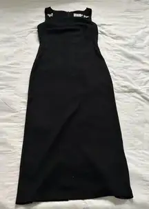 Vintage Black maxi dress butterfly charm strap accent Size 4
