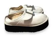 Ugg x Opening Ceremony Tasman‎ Off White Leather Faux Fur Platform Mules Sz 8