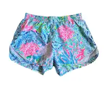 Lilly Pulitzer Luxletic Ocean Trail Short XS Sink Or Swim Blue Pink Tropical