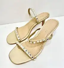 Zigi Soho Sandals Womens Size 8.5 Gold Embellished Slip On Heels