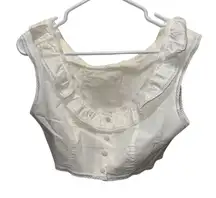 White Cotton‎ Lace trimmed Camisole Peasant Medium Button-up Crop Top