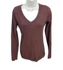 Eddie Bauer Womens S/P V-Neck Long Sleeve Lightweight Sweater Knit Top