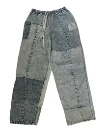 RCYCLD Patchwork Women’s Jeans M Sustainable Wide Leg Baggy Denim One Of A Kind