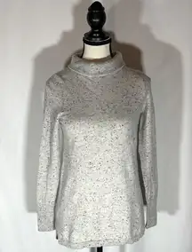 Talbots • Sabrina Donegal Cashmere Sweater Petite Gray Mock Turtleneck **READ**