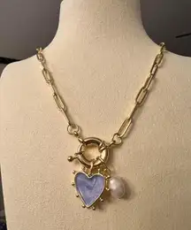 ✨ Chic Gold Chain Necklace with Heart & Pearl Charm ✨