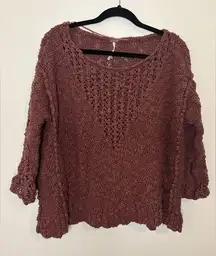 Free People  maroon oversized sweater