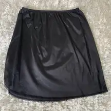 Vassarette Black Mini Slip Sz Medium Lace Trimmed Slit