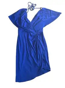 CUSHNIE Target Collection royal blue high low asymmetrical flowy mini dress 2