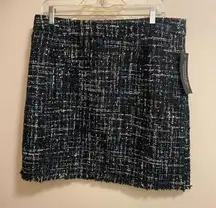 Bagatelle Collection Women’s Mini Skirt L Large Blue Black Silver Sequins NWT