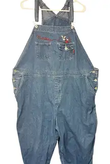 Vtg 90s Plus Size 24‎ Disney Mickey Unlimited Embroidered Denim Overalls Jeans