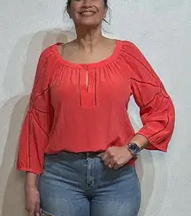 Trina Turk Red Silk Blouse Sz XL