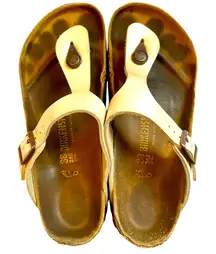 Birkenstock Gizeh Leather Thong Flip‎ Flops Sandals Split Toe 38 L7 M5 245 Cream