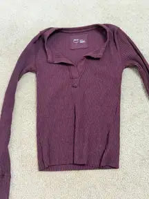 Aerie Henley Long Sleeve Waffle Knit