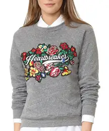 Rebecca Minkoff heartbreakers gray‎ floral embroidered sweatshirt casual