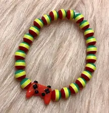 Handmade Red Video Game Controller Rasta Beads Bracelet