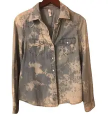 Tie dye  jean  button down denim shirt shirt