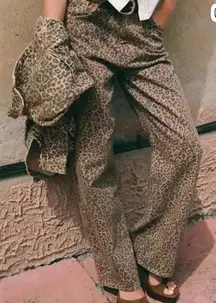 Zara Leopard print TRF Wide leg pants