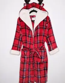 Peaches and Dreams Reindeer Plaid Bathrobe  Christmas Red blue Size XL