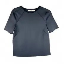 J‎ Brand Black Scuba Knit Top Size Small Made in USA Minimalist Luxe Streetstyle