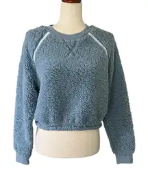 Juniors' Madden Girl Sherpa Raglan Bubble Crop Top