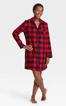 WONDERSHOP Red Black Buffalo Check Plaid Family Sleep Shirt Nightgown Womens M