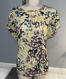 W118 by Walter Baker multi color vibrant short sleeve blouse top shirt womans L