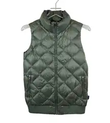 Patagonia Women's XS Prow Quilted Down Puffer Vest Fatigue Green Bomber Warm