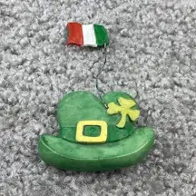 Saint Patrick Day Pin Brooch Leprechaun Hat Shamrock Irish Ireland Flag