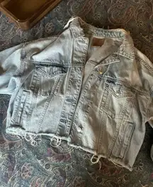 Cropped American Eagle Denim Distressed Jacket