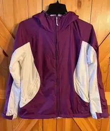 Columbia Yamhill Wind II Jacket Size M Purple White Hooded Full Zip (2470)