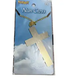 Halloween Spirit Gold Toned Cross Necklace For Nun Monk Priest 4 Inches