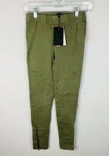 Beulah Style Moto Olive Green Pull On Jegging Pants Womens Small S 24