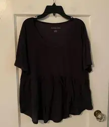 American Eagle Summer Black Lightweight Short Sleeve Peplum Top Size Small