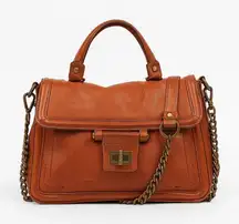 Olivia Heather Genuine Leather Satchel Bag Cognac Brown